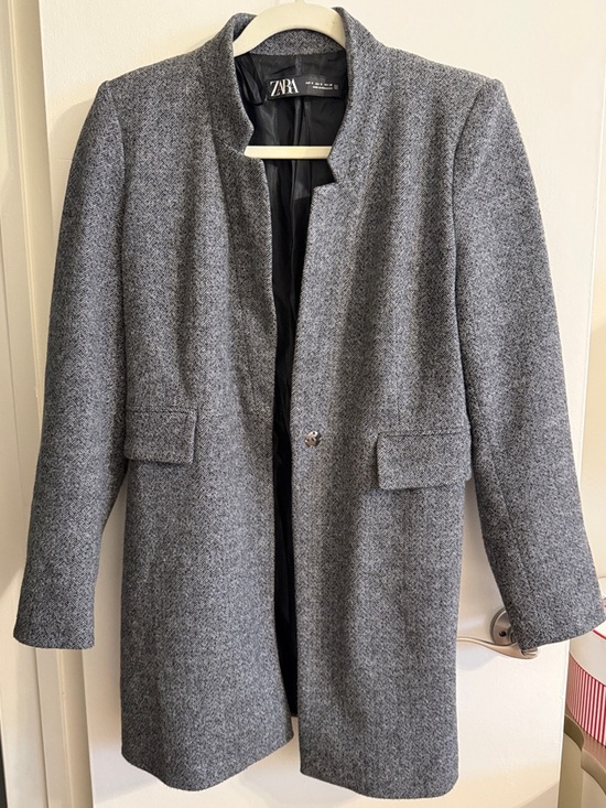 Zara Jackets & Blazers - Zara Women’s Grey Textured Wool-Blend Stand Collar Pea Coat